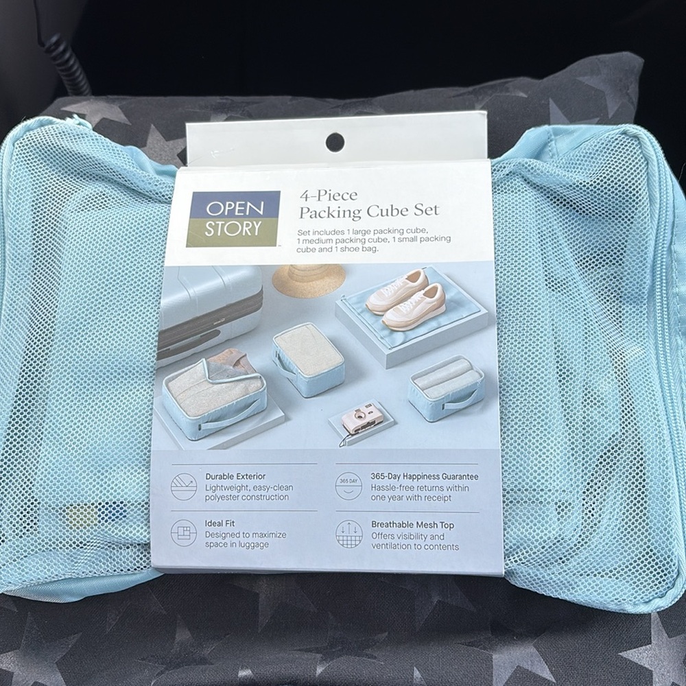 NWT 4pc Packing Cube Set - Open Story aqua, never opened.